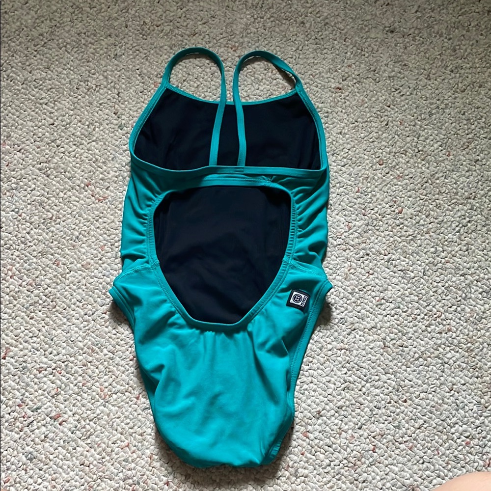 Jolyn Clothing Teal and Black One Piece Swimsuit.  Like NEW